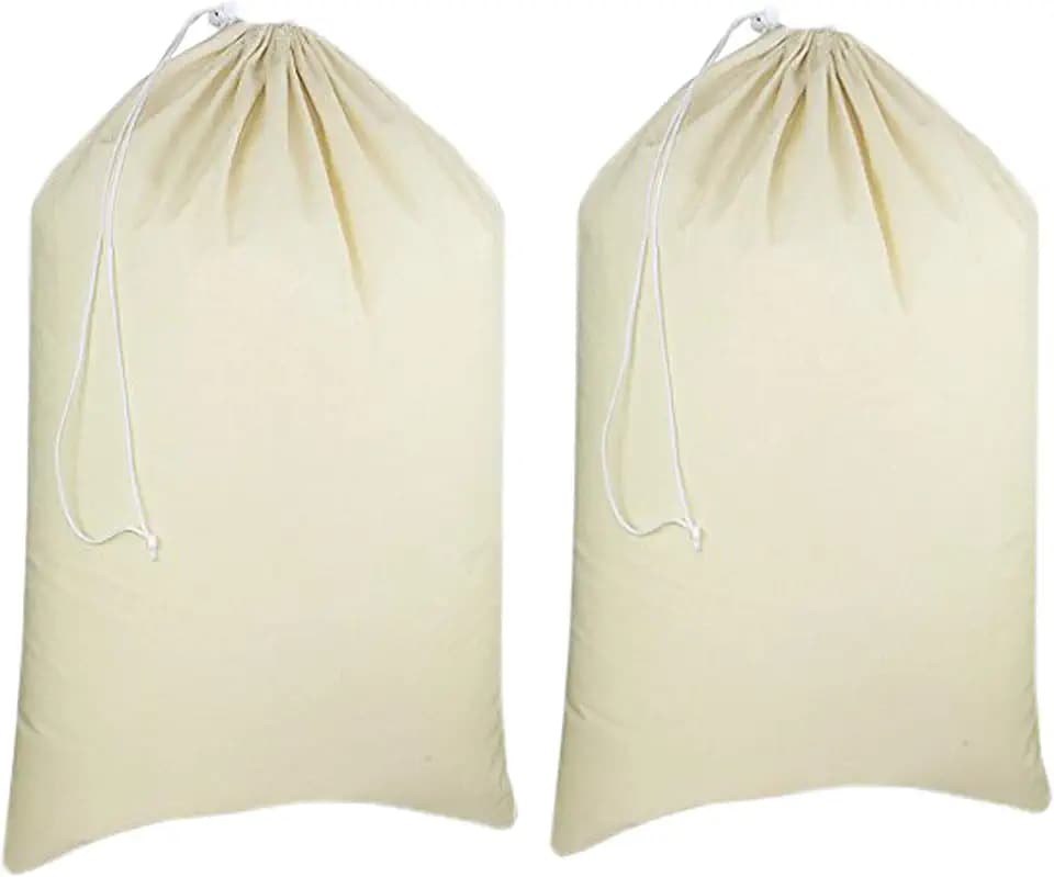 Urban Villa Laundry Bags 2-Pack 28”x36" Extra-Large Cotton Canvas Heavy Duty Washable Durable Travel Laundry Sacks with Drawstring Closure Reusable Hamper Liners for Dirty Clothes Delicates & Lingerie
