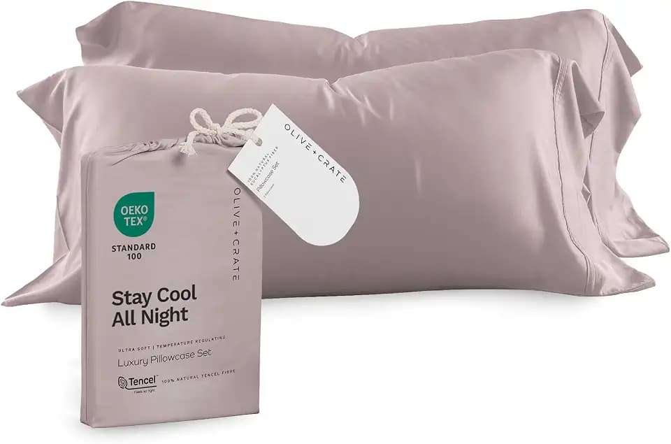 Olive + Crate Tencel Eucalyptus Pillowcases, King Size Set of 2