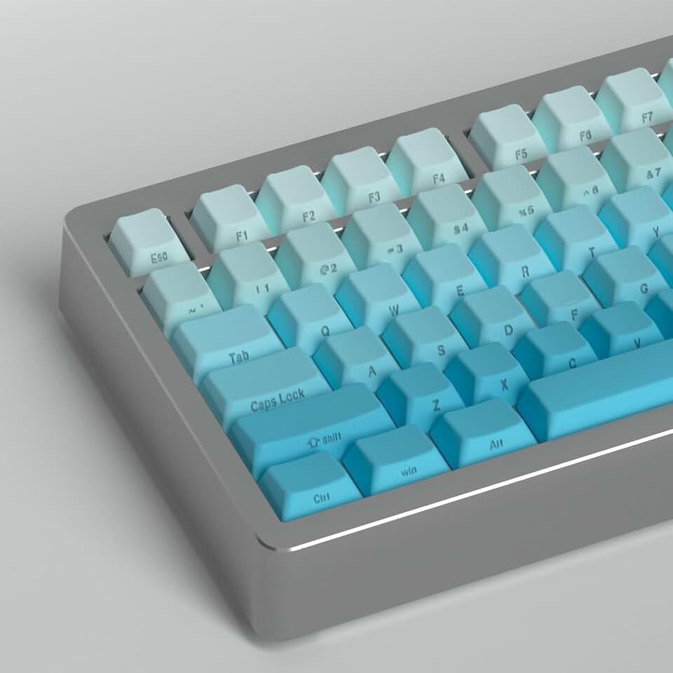 PBT Gradient Keycaps 125 Keys Cherry Profile Heat Sublimation Keycap for Mx Cherry Mechanical Keyboard (Purple Gradient)