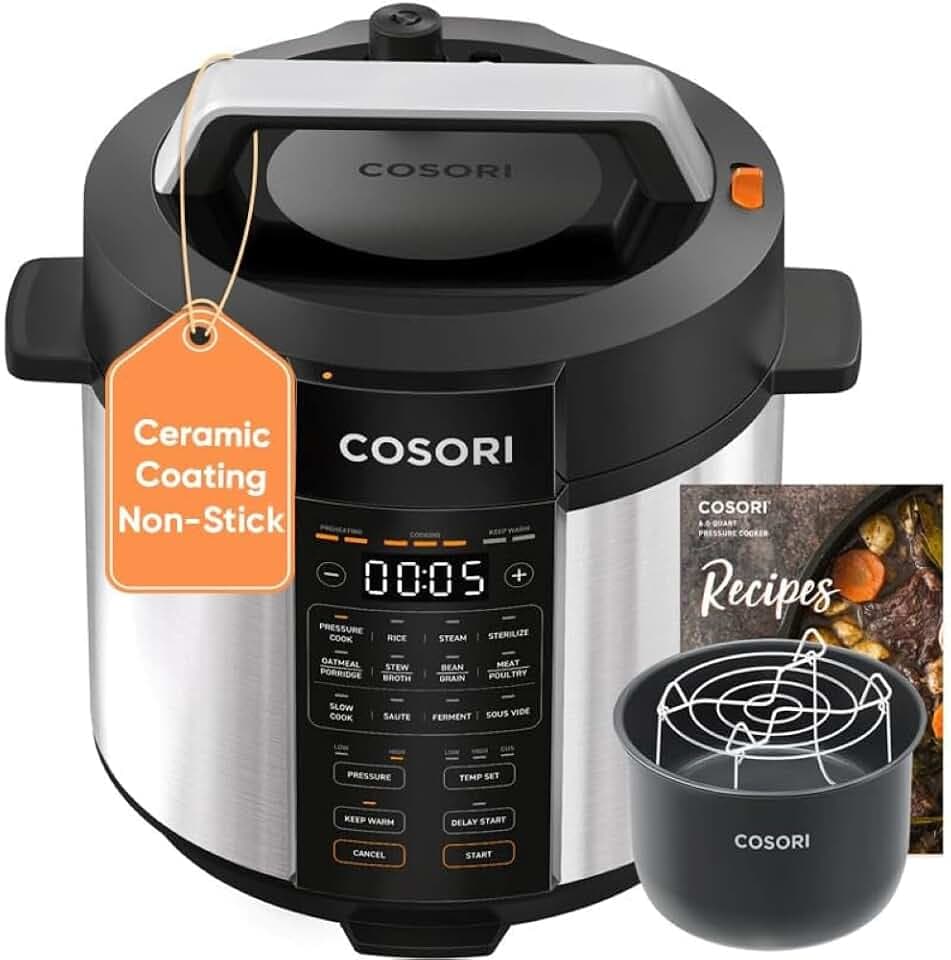 Cosori Pressure Cooker 6QT, 9-in-1, Ceramic Coating Pot, 12 Safety Features