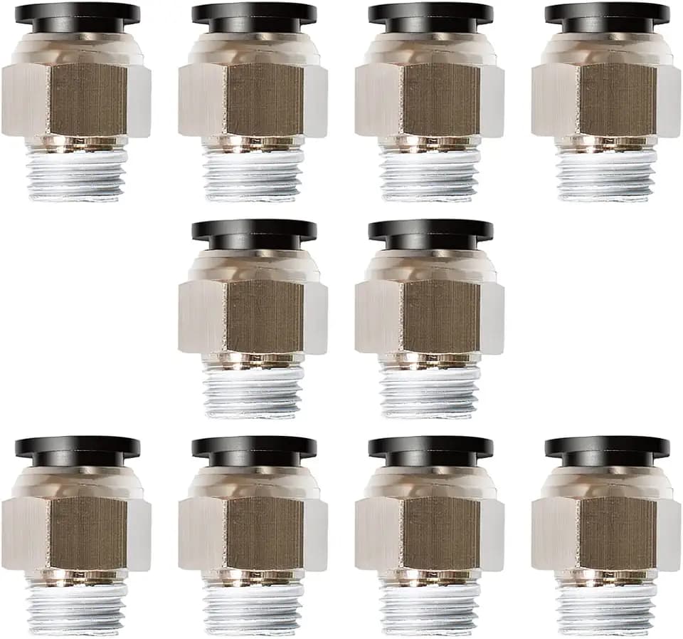 Beduan Push to Connect Fitting, 5/16" Tube OD x 1/4" NPT Thread Male Straight Pneumatic Air Fitting (Pack of 10)