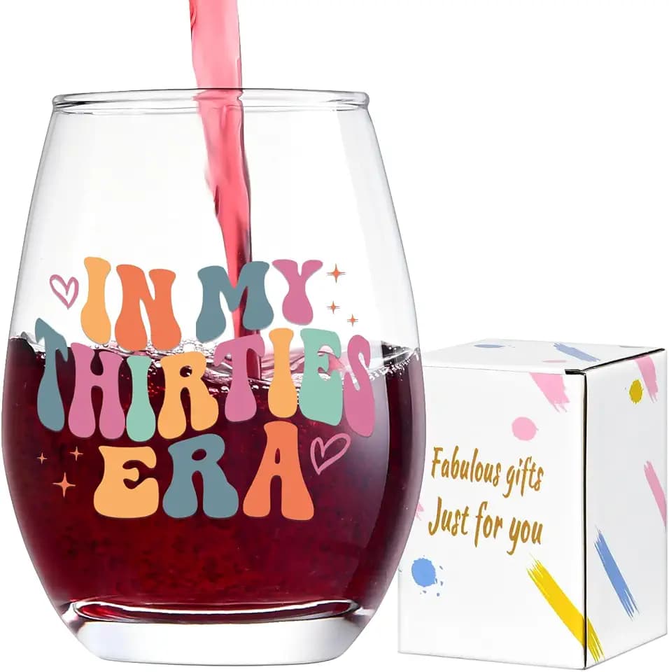 Lamyba 30th Birthday Gifts for Women, Unique 30th Birthday Decorations for Her - In My Thirties Era Wine Glass, 30th Birthday Gifts for Friend Mom Sister Daughter Wife Coworker, Decor, 15oz