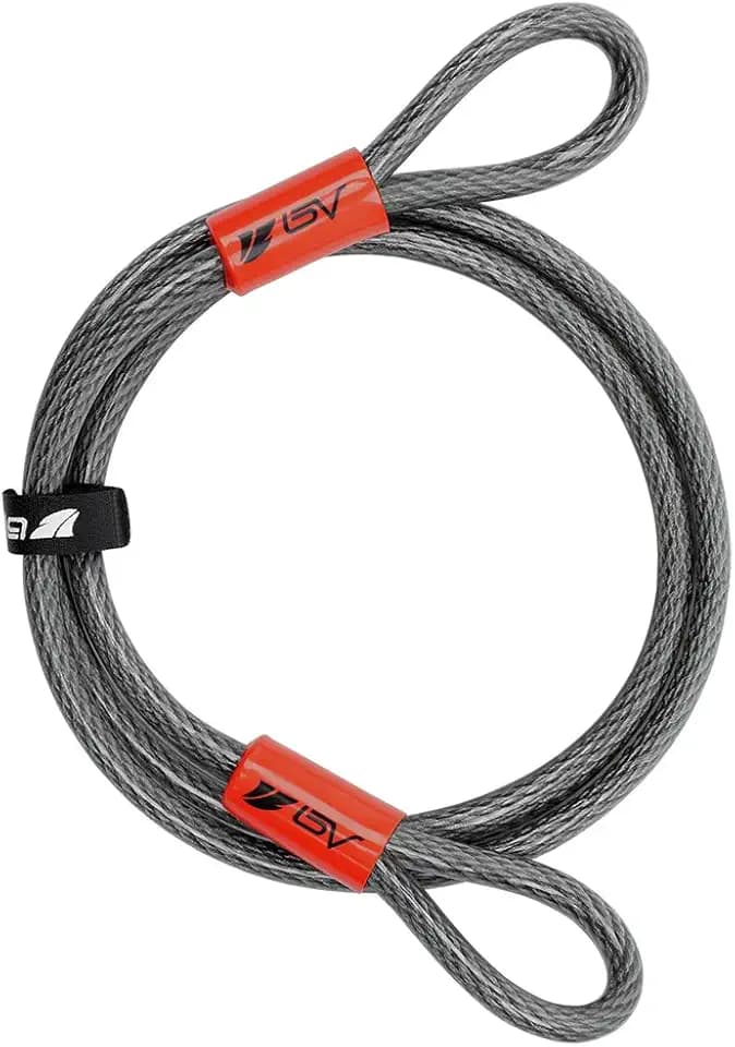 BV 7FT Heavy-Duty Security Cable Lock with Loops – Extra Thick 10mm (3/8") Braided Steel, Cut-Resistant & Weatherproof Wire Cable for Padlock, Gate, Bike, Motorcycle & Outdoor Equipment