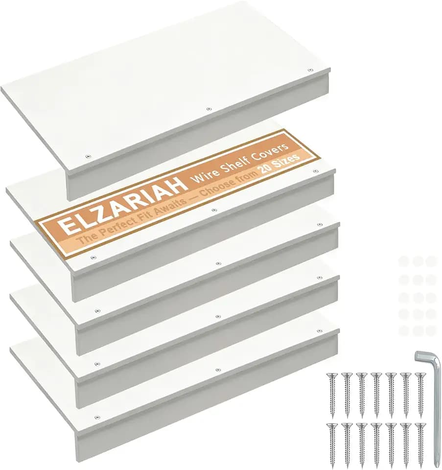 Wire Shelf Covers, Wire Rack Covers for Pantry 28"Wx16"D Wooden 5pcs White