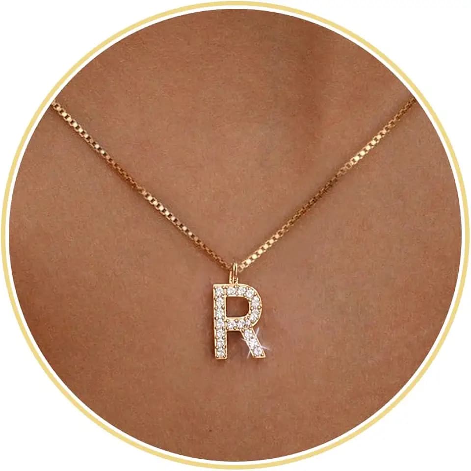 Initial Necklaces for Women Dainty A-Z Letter Cubic Zirconia