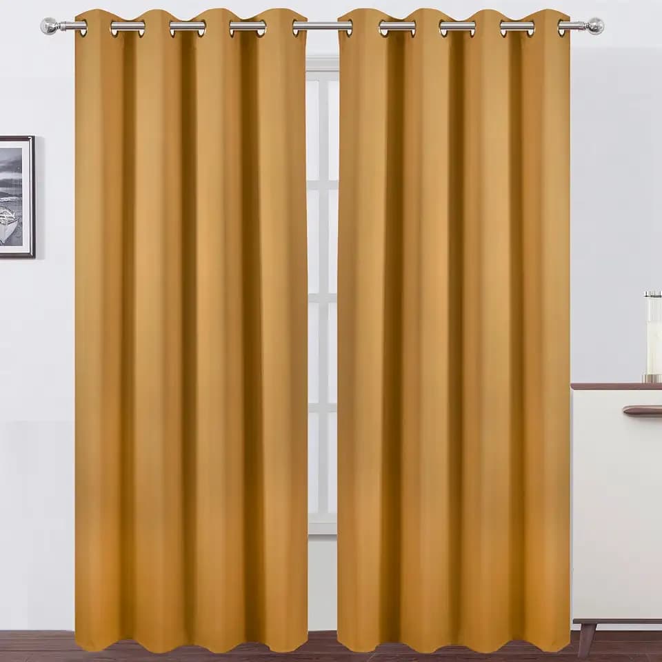 LEMOMO Blackout Curtains 66 x 95 inch/Mustard Yellow Curtains Set of 2 Panels/Thermal Insulated Room Darkening Bedroom Curtains