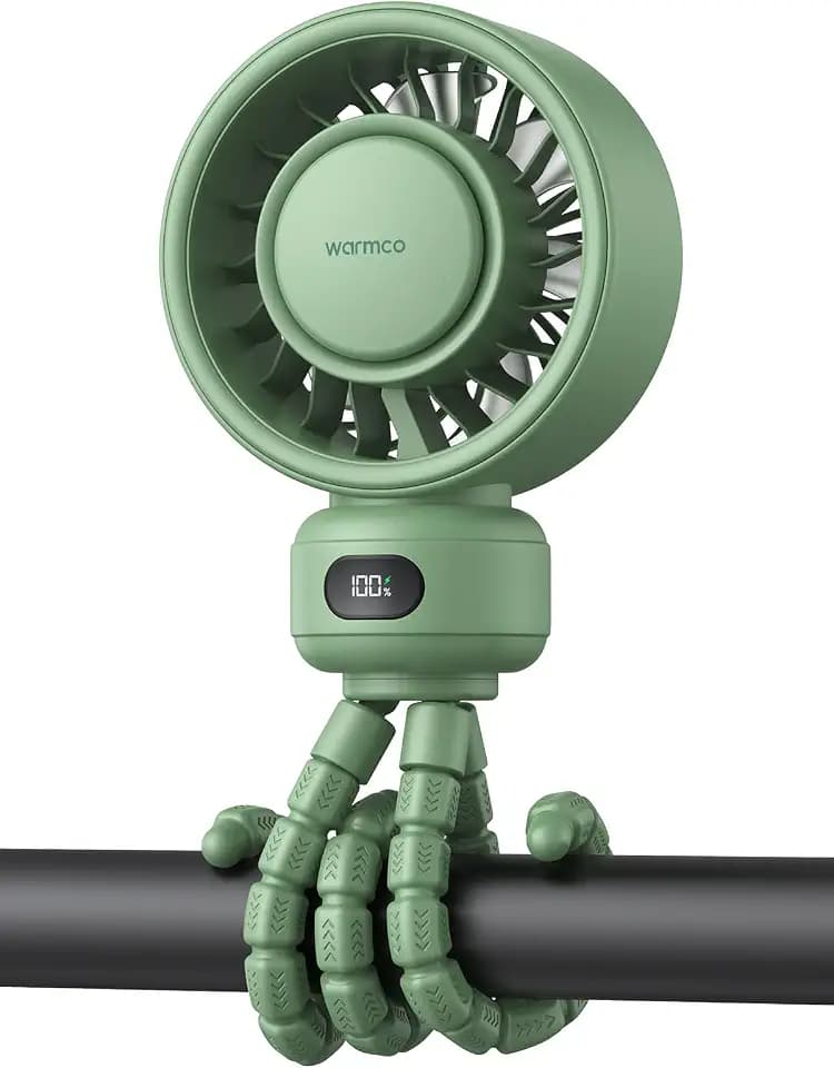 Warmco Portable Stroller Fan, 4000mAh Rechargeable Clip On Fan