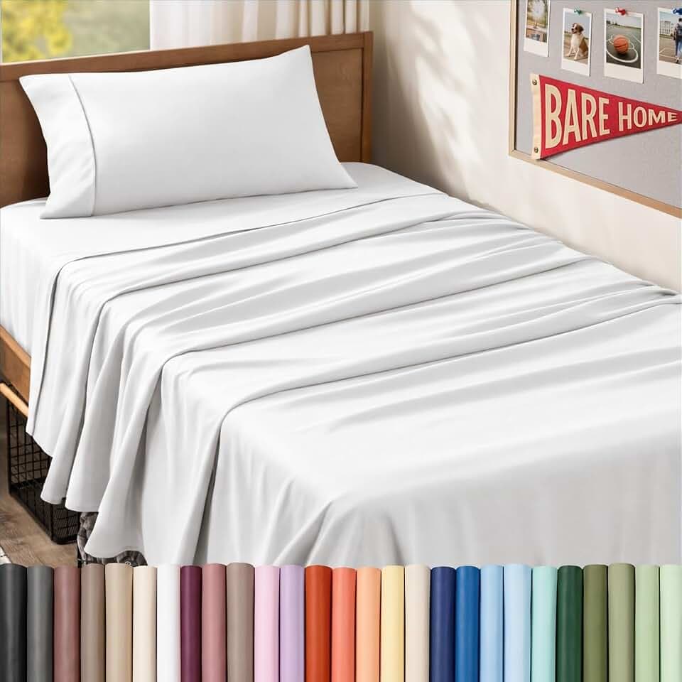 Bare Home Twin XL Sheet Set - 1800 Ultra-Soft (Twin XL, White)