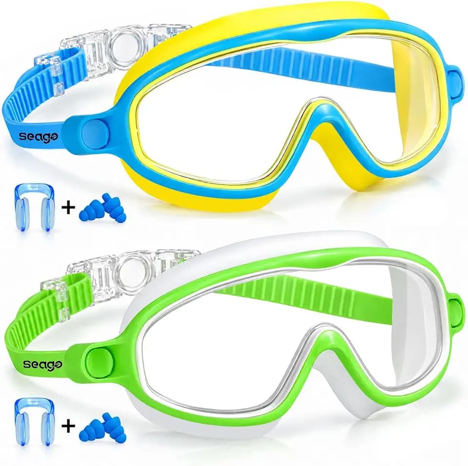 Seago Swim Goggles for Kids 3-14 Anti-Fog & UV Wide Clear View Boys Girls