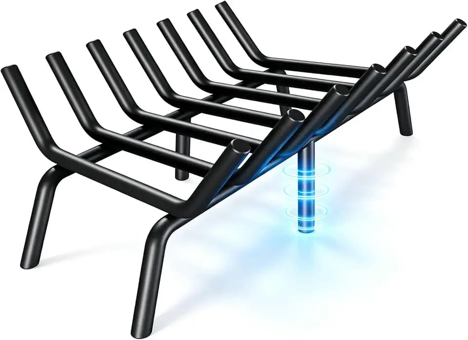 SUZLON Fireplace Grate 24 inch 7 Bar Fireplace Log Grate Heavy Duty Solid Steel Indoor Chimney Hearth with 6 Enhanced Stability Legs Kindling Tools Pit Wood Stove Firewood Burning Rack Holder