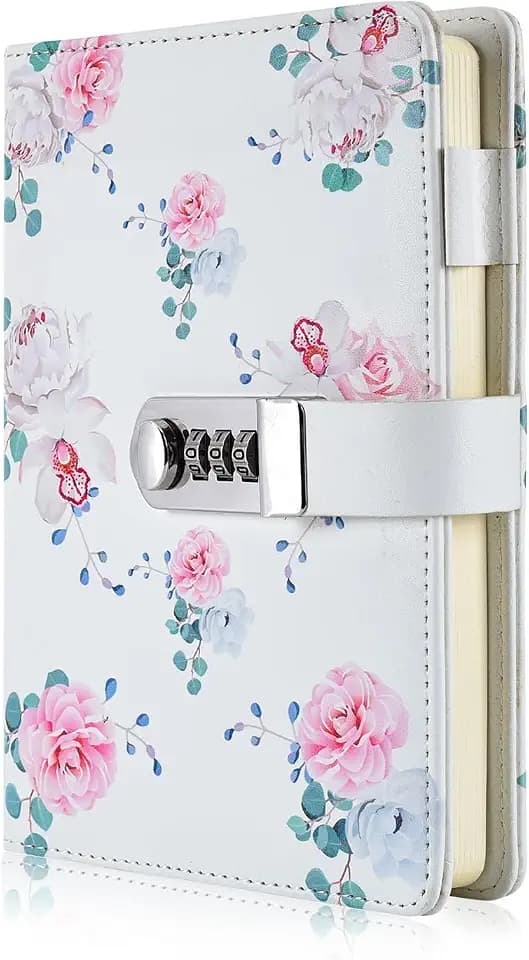 ARRLSDB A5 Creative Password Lock Diary, PU Leather Journal with Combination Lock Password Notebook Locking Personal Diary (Style 2)