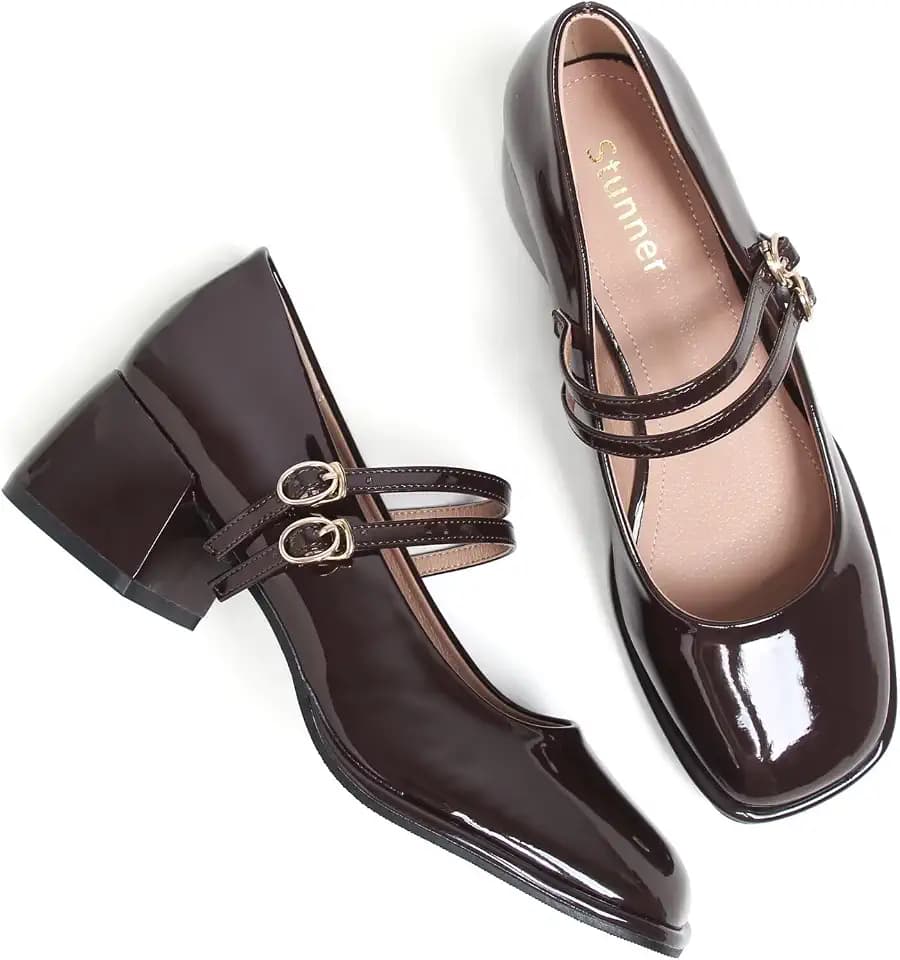 Stunner Women Chunky Low Block Heel Shoes Closed Toe Work Mary Janes Pumps