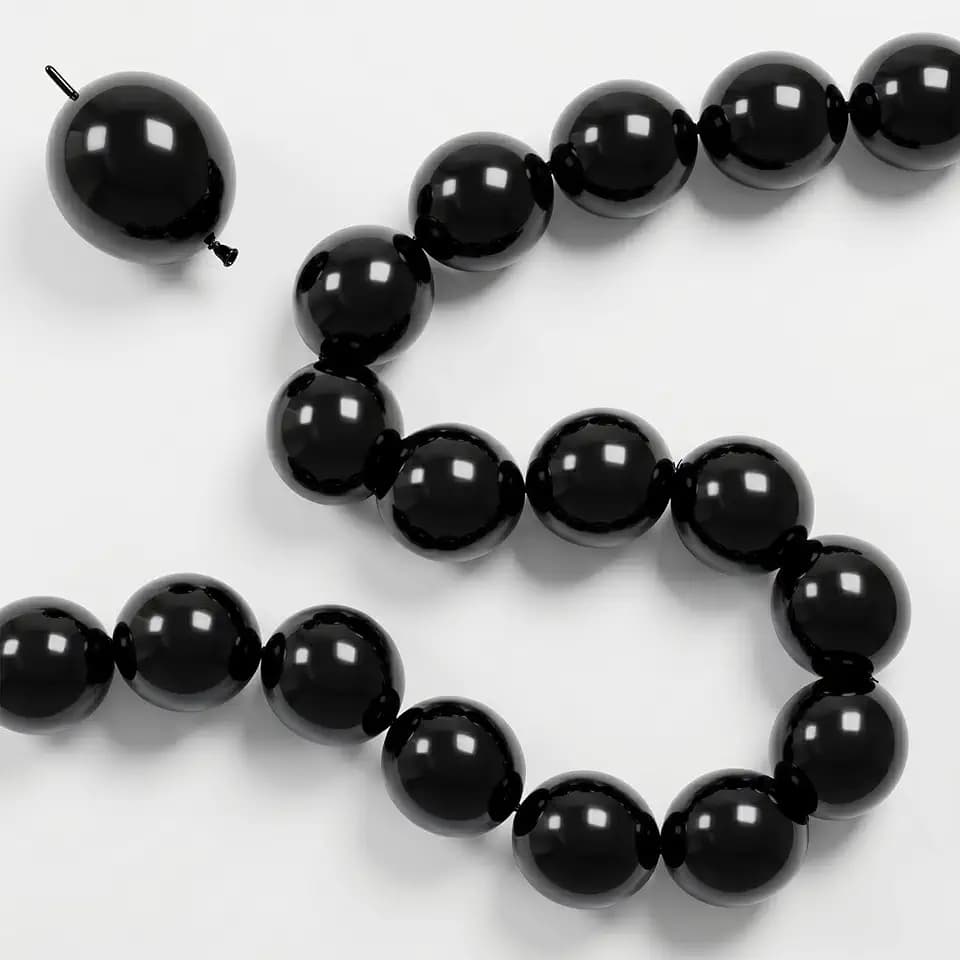 Black Link Balloons, 100PCS Quick Linking Balloons for Make Balloon Wall Arch Garland, Black Linked Balloons for Wedding Birthday Baby Shower Engagement Graduation Halloween Party Decorations (6inch)