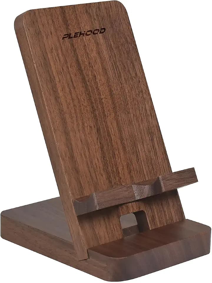 Handyständer aus Walnussholz Handy Halterung, Schreibtisch-Holz-Telefonhalter, tragbarer Telefonständer für Schreibtisch, kompatibel mit iPhone und Allen Handys (Walnussholz)