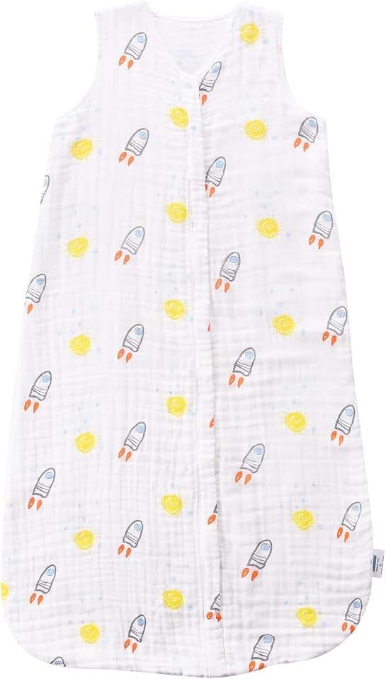 TADO MUSLIN Toddler Sleep Sack 2-4T, 0.5 TOG Lightweight Wearable Blanket, 100% Organic Cotton Muslin, Sleeveless, 2-Way YKK Zipper, OEKO-TEX Certified, Rocket