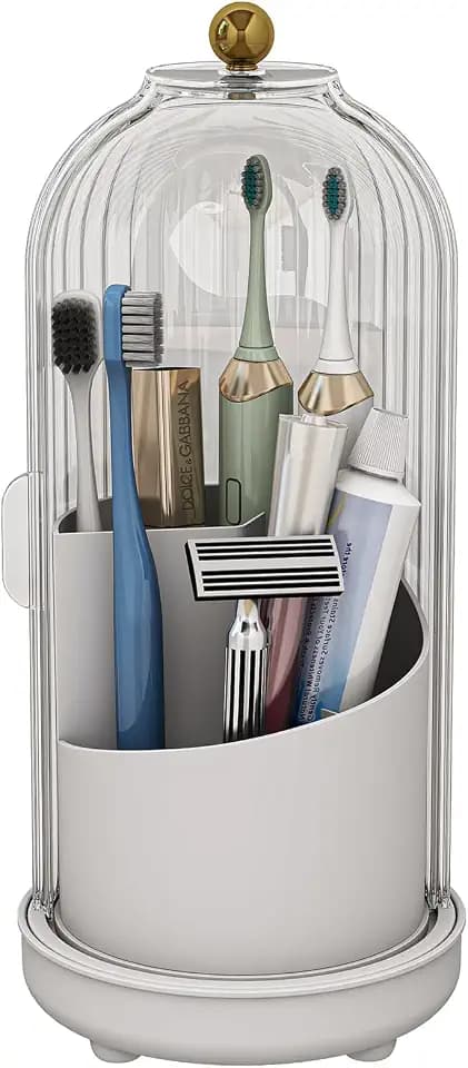 Toothbrush Holder with Drainage Holes Removable Bowl, Transparent