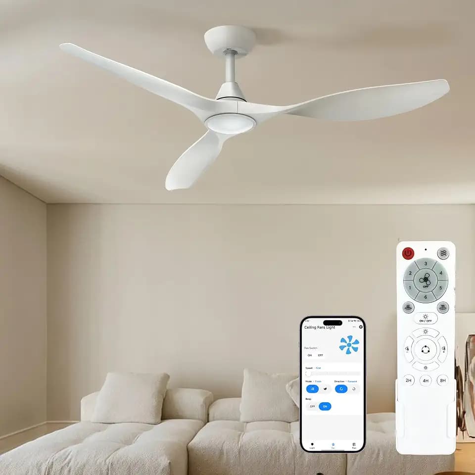 Roomratv 52'' Smart Ceiling Fan with Light, Wide Blade Design, Remote