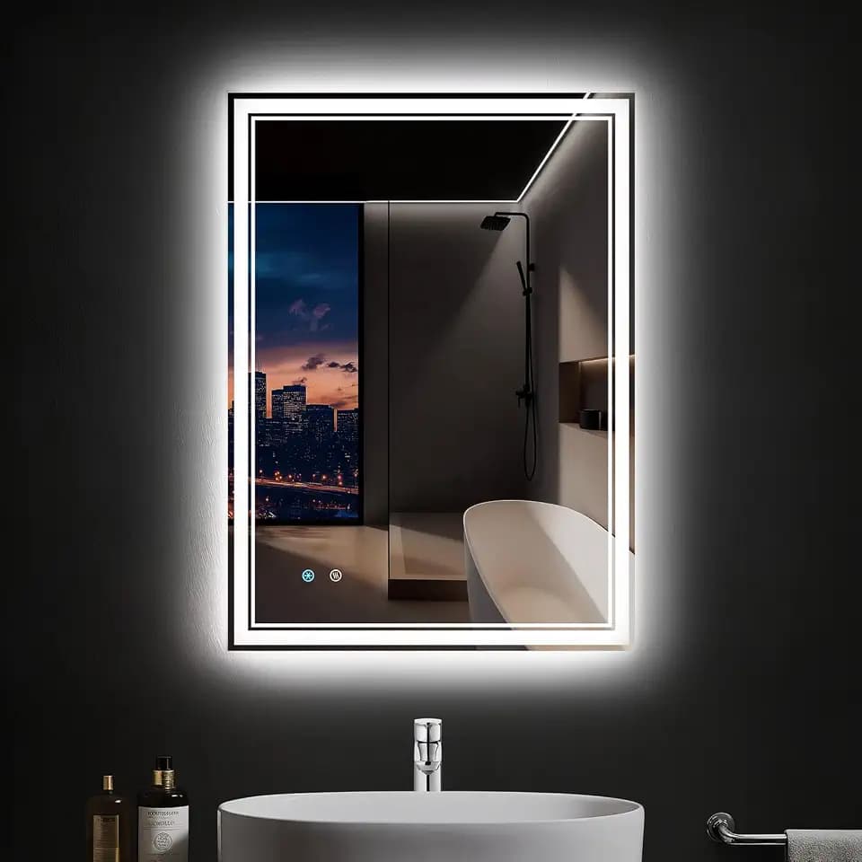 28"x 36" LED Bathroom Mirror with Anti-Fog, Dimmable Backlit + Front Lit, LED Bathroom Vanity Mirror for Wall, Memory Function, Shatter-Proof Glass, ETL Listed(NHYJ7922D)