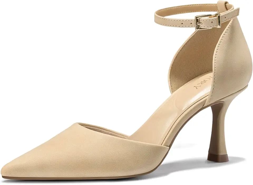 FITORY Women's Pumps Pointed Toe Stiletto Heels Ankle Strap Dress Shoes