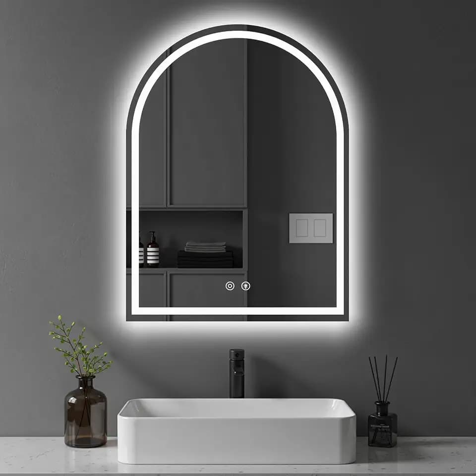 DUMOS 24"x32" LED Bathroom Mirror with Lights, Arched Vanity Mirror