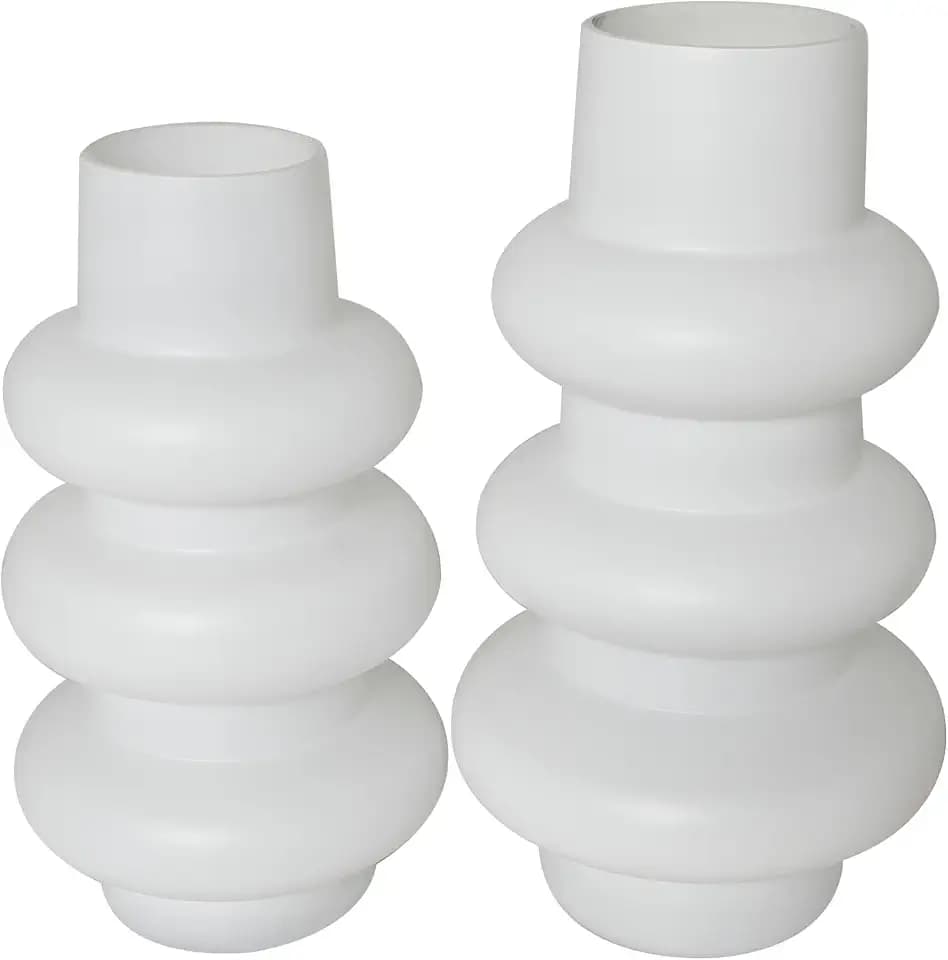 Deco 79 Glass Decorative Vase Dimensional Bubble Centerpiece Vases, Set of 2 Flower Vases for Home Decoration 12", 11" H, White