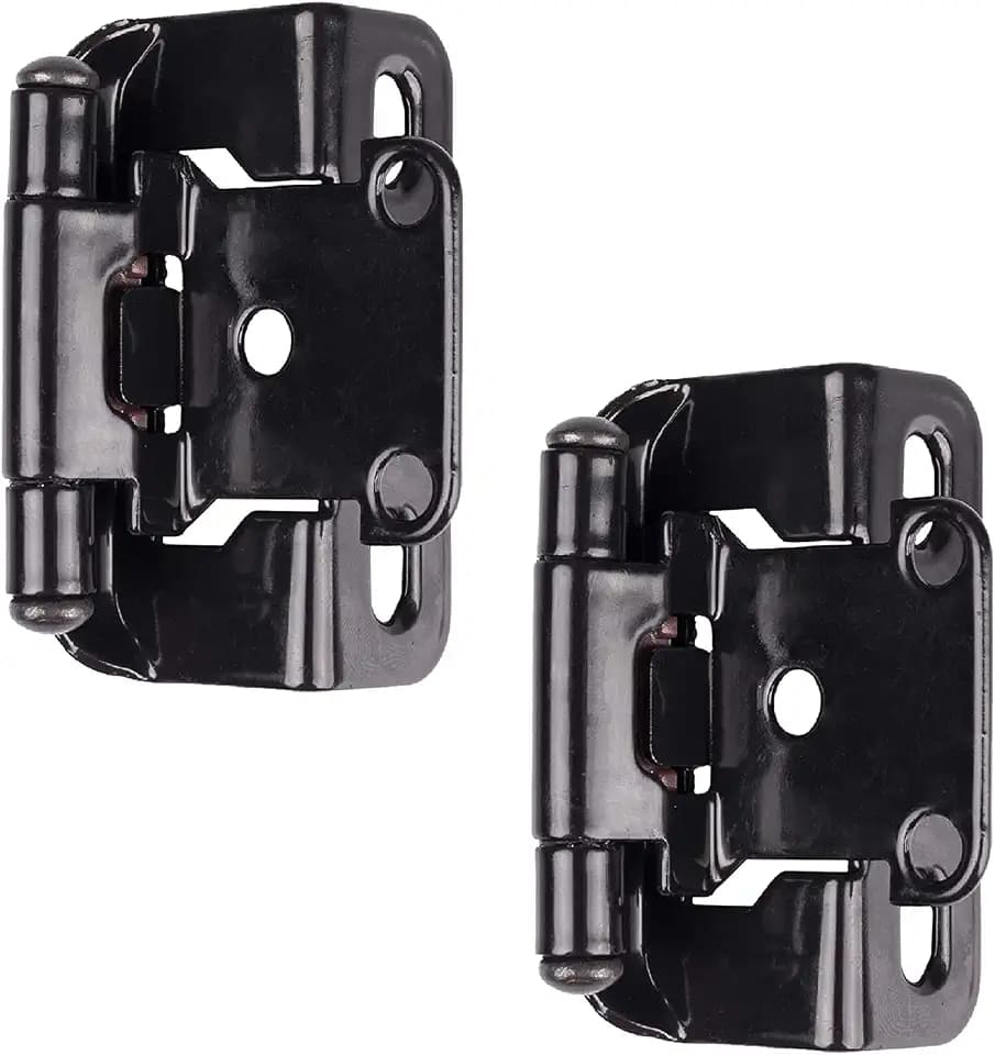 Barcaloo Semi Wrap Cabinet Hinge, Black - 20 Pack, Self Closing Mechanism