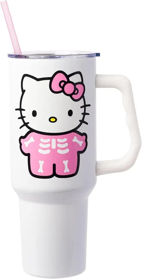 Silver Buffalo Sanrio Hello Kitty Skeleton, Stainless Steel Tumbler, 40oz