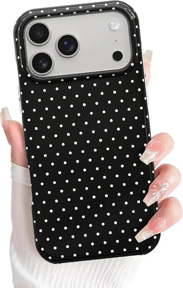 EYZUTAK Magnetic for iPhone 18 Pro/17 Pro Case,Fashion Cute Polka Dot,Black