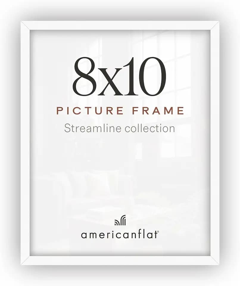 Americanflat 8x10 Picture Frame - Slim Molding - White