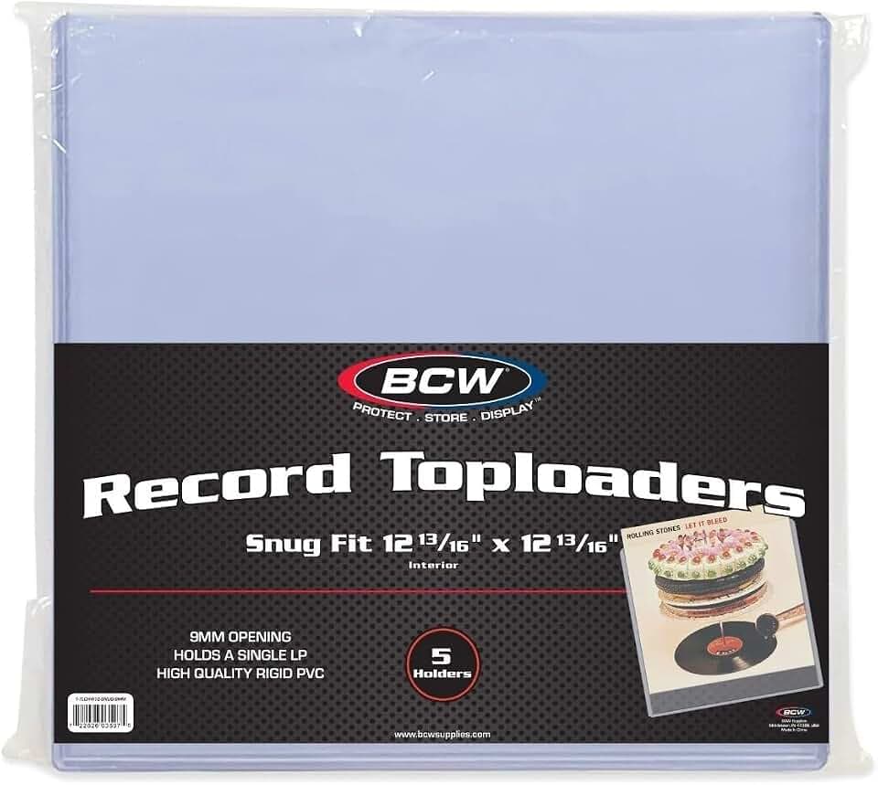 BCW Vinyl Album Topload Holders - 5 Pack | Snug Fit, Protective Cases | 9MM Depth | Rigid Plastic Vinyl Record Holders