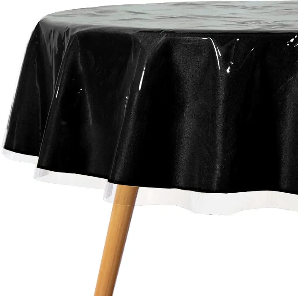 sancua Clear Plastic Table Cover Protector Vinyl Round Tablecloth 60 Inch