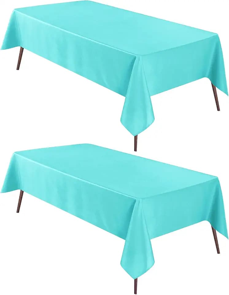 Hiasan 2 Pieces Solid Square Tablecloth, Aqua, 70 x 70 Inch