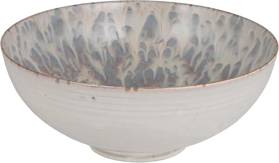 Bloomingville Stoneware Serving Bowl in Reactive Glaze, Blue and White