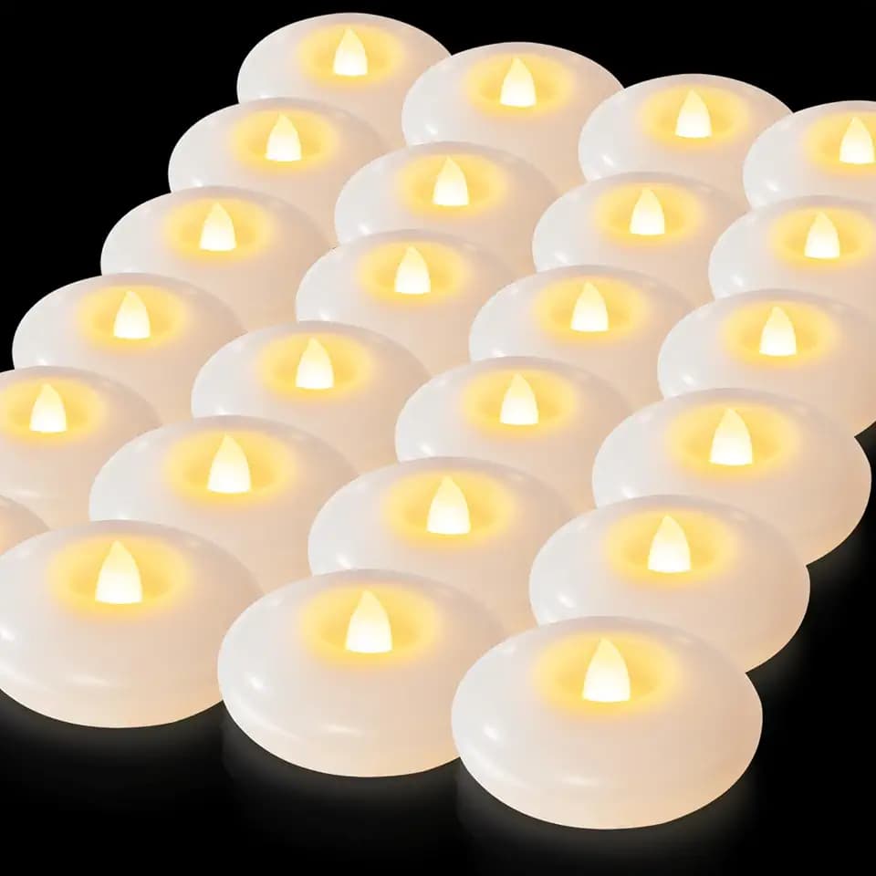 3" Flameless LED Floating Candles, White Waterproof Tealights, 24Pack