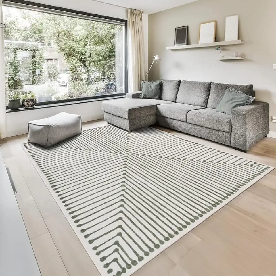GLN Rugs Washable Modern Accent Rug 3x5, Non-Slip Geometric Entryway Rug