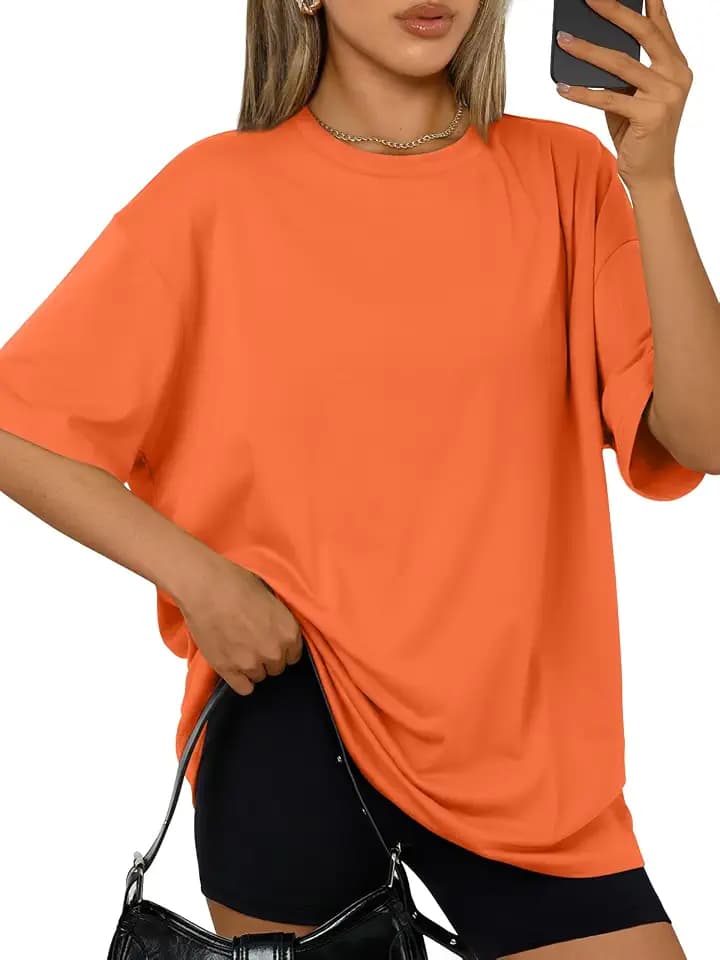 Trendy Queen Womens Oversized T-Shirts Short Sleeve Crew Neck Summer Tops