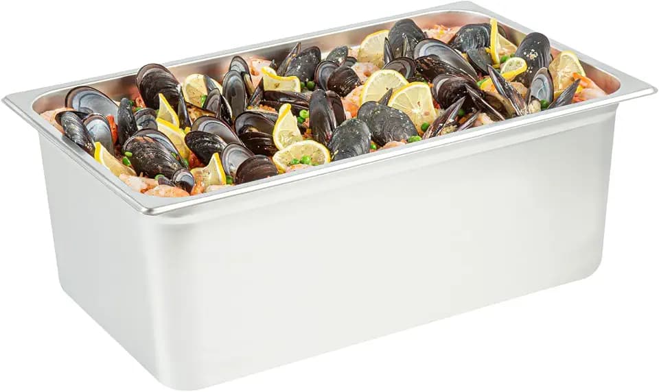 Restaurantware-Kitchen Tek Full Size Steam Table Pan, 1 Anti-Jam Steam Pan - Lid Sold Separately, 8” Deep, 24 Gauge Stainless Steel, Freezable, For Catering Event And Party
