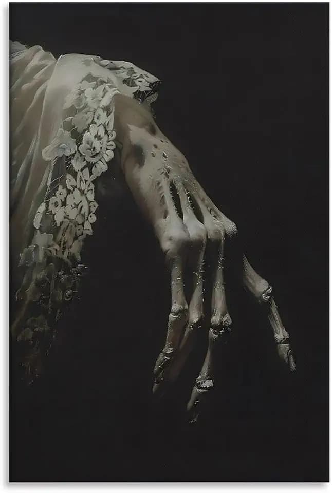 Gothic Skeleton Hand Romance Painting Canvas Printing Wall Art Posters Prints Wall Decor Dark Academia Vintage Aesthetic Picture Decoration for Living Room Bedroom 12x18inch(30x45cm)