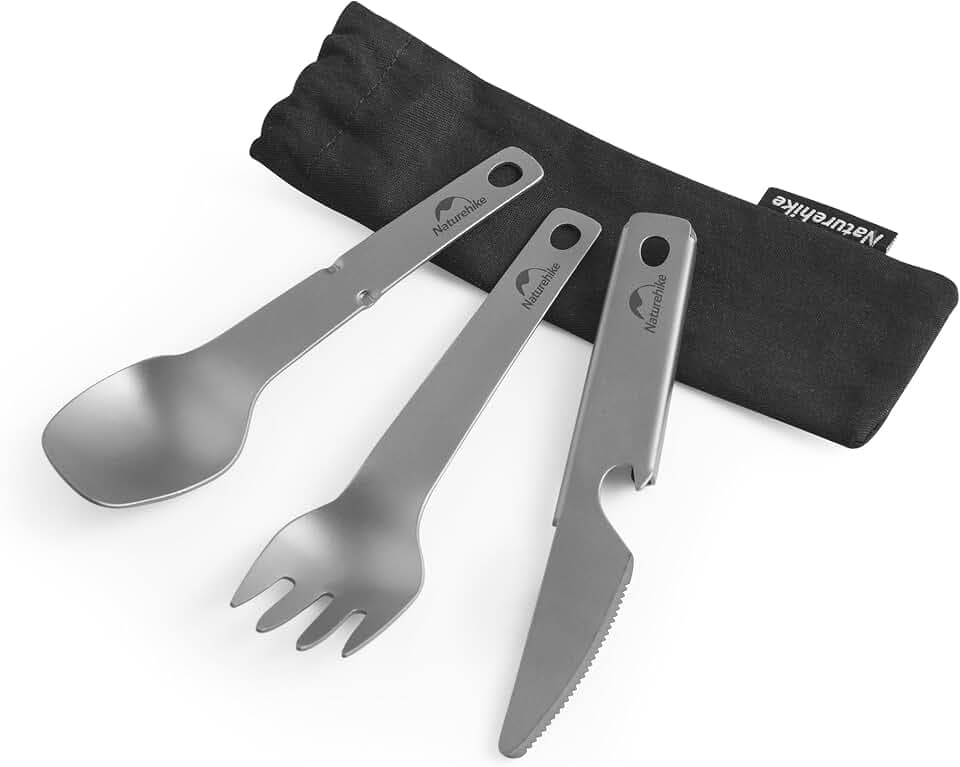 Naturehike Geschirr aus reinem Titan Picknickausrüstung Messer Gabel Löffel Flaschenöffner Reisegeschirr Outdoor-Geschirr Nur 40g