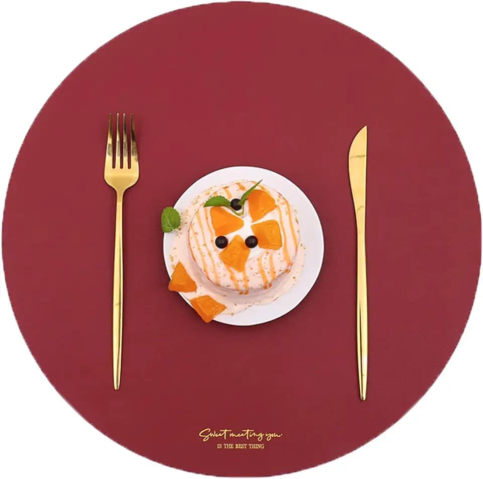 Round Placemats Set of 6 Table Place Mats of 4 Washable Heat Resistant PVC Dining Mat for Spring Red 6pcs