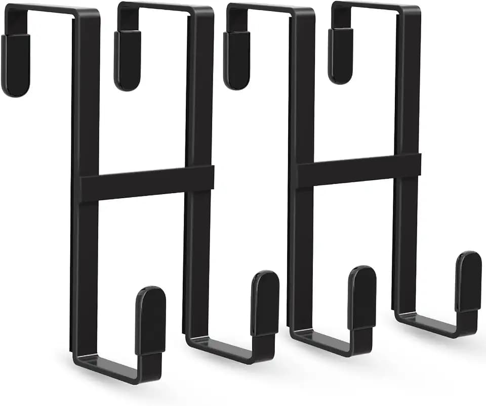 FYY Over The Door Hooks, 2 Packs Double Sided-Hanger Fits Doors 1-7/8"Black
