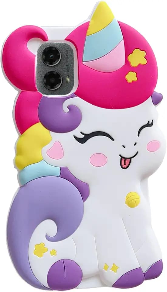3D Cute Unicorn Soft Case for Moto G Play 5G 2024,Cartoon Kawaii Fashion Character Unicorn Horse Kids Girls Women Soft Silicone Case for Moto G Play 5G 2024