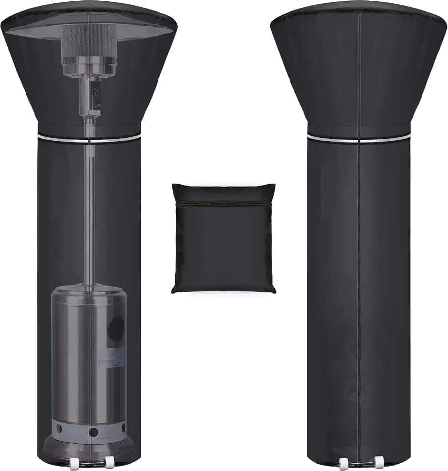 Patio Heater Covers with Reflective Strip,Outdoor Heater Cover Waterproof,Dustproof,Wind-Resistant,Sunlight-Resistant,Snow-Resistant,Black,89.5''x 33.5" Dome x 19.5" Base