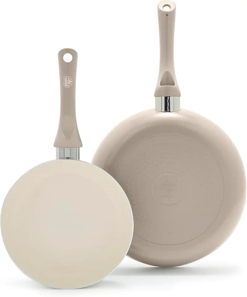 GreenLife 2 Piece (8" & 10") Ceramic Nonstick Skillet Set, Beige Taupe