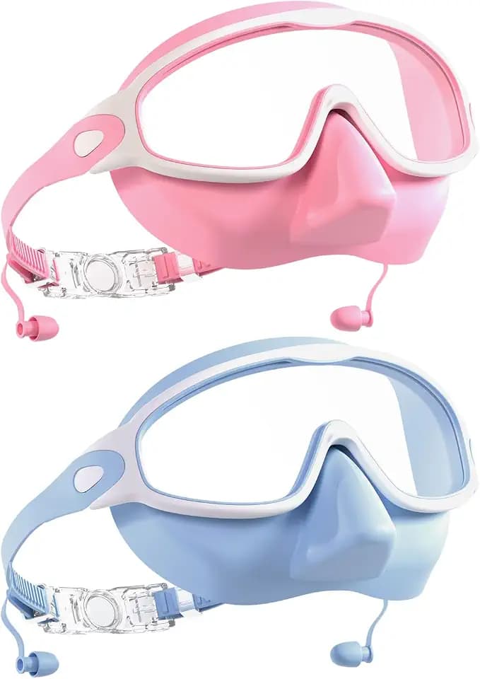 Aegend Swim Goggles with Nose Cover for Adults, 2 Pack Wide View Swimming Goggles Anti-Fog/UV No Leak for Men & Women
