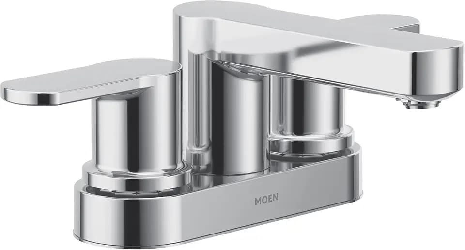 Moen Laris Chrome Two-Handle 4” Centerset Modern Bathroom Faucet, 84015