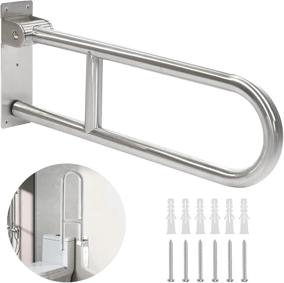 Haltegriff für Senioren Bad 60cm, Aufstehhilfe Toilette, Haltegriff Dusche | Klappbare Haltegriffe aus Edelstahl für Senioren und Behinderte, Badewanne, WC, Dusche und Bad, bis 350 kg belastbar