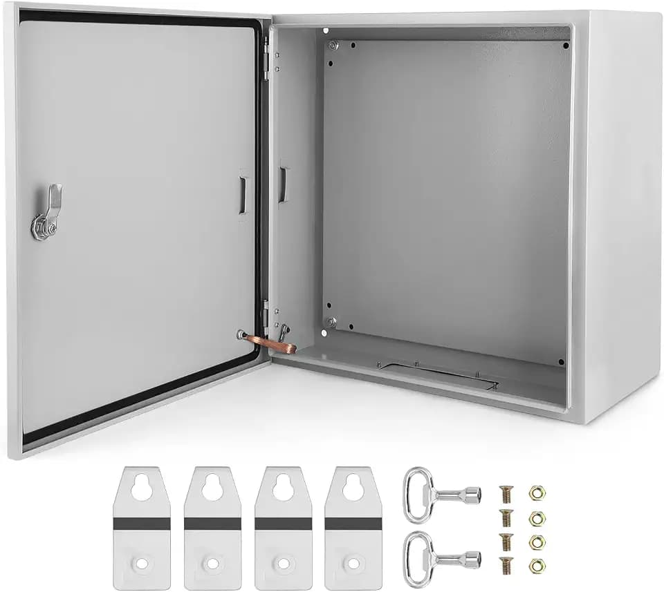 Garvee Outdoor Electrical Box, 16x16x8 Steel Junction Box, NEMA 4X Electrical Enclosure Box IP66 Waterproof & Dustproof, Universal Electrical Project Box with Lock & Mounting Plate