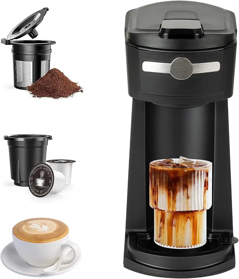 Single Serve Coffee Maker, KCup & Ground Coffee, 6-14 Oz Brew Sizes