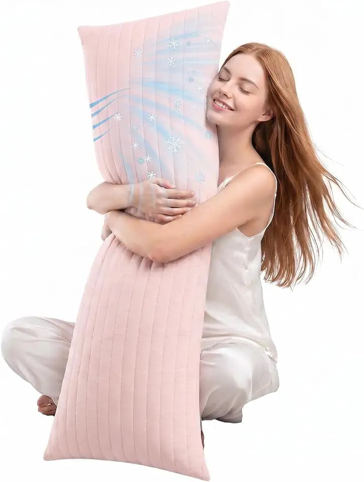 Swift Home Cooling Body Pillow, 20x54 Inch, Cool-to-Touch Reversible, Pink